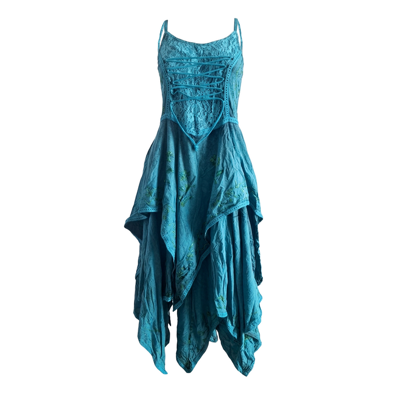 handkerchief fairy dress Fairy Trumpet Sleeve Gradient Handkerchief Dress, Black / 2XL (Bust 120 cm)